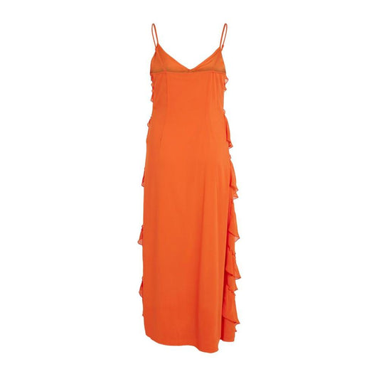 Vila Clothes Orange Polyester Dress Vila Clothes Chocolate