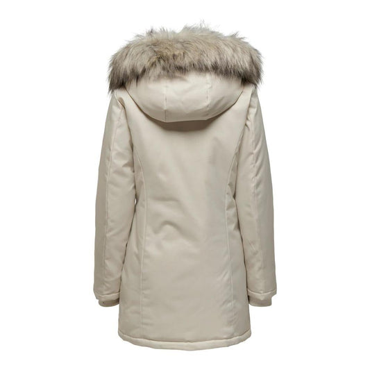 Only Beige Polyester Jackets & Coat Only Dark Gray