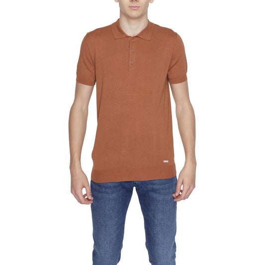 Gianni Lupo Brown Viscose Polo Shirt Gianni Lupo Sienna