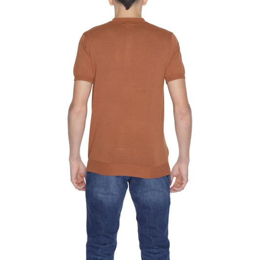 Gianni Lupo Brown Viscose Polo Shirt Gianni Lupo Sienna