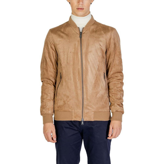 Gianni Lupo Beige Polyester Jacket Gianni Lupo Rosy Brown