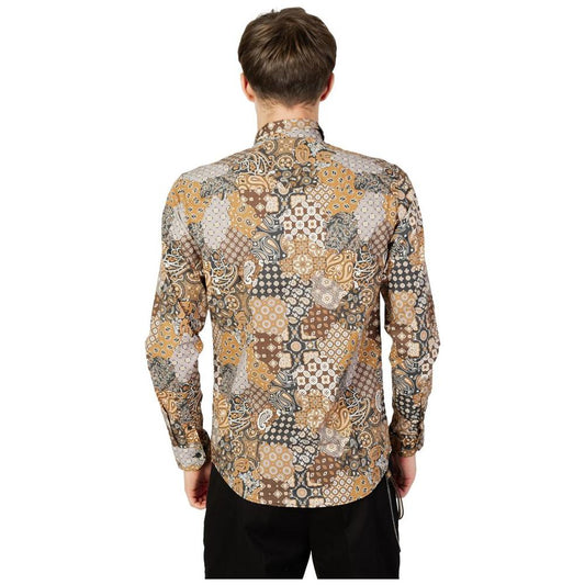 Gianni Lupo Beige Cotton Shirt Gianni Lupo Rosy Brown