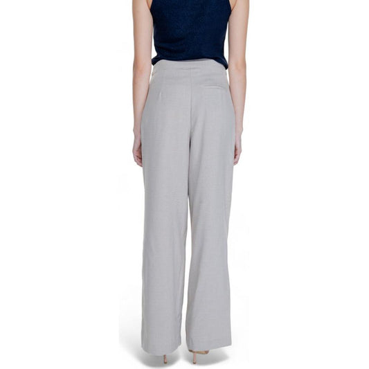 Vila Clothes Beige Polyester Jeans & Pant Vila Clothes Gray