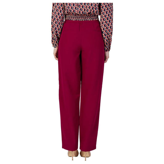 Vila Clothes Bordeaux Polyester Jeans & Pant Vila Clothes Dark Red