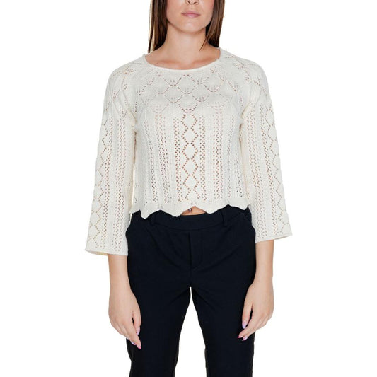 Vero Moda Beige Cotton Tops & T-Shirt Vero Moda Light Gray