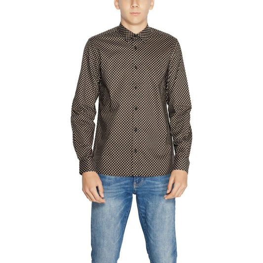 Antony Morato Brown Cotton Shirt Antony Morato Dark Slate Gray