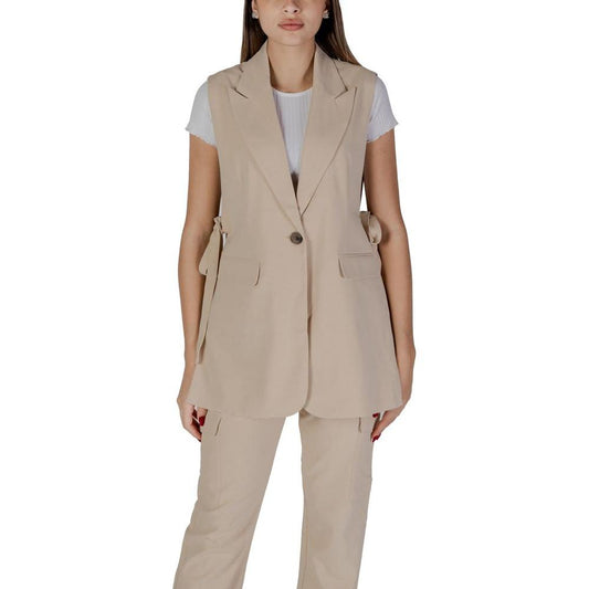B.Young Beige Polyester Vest B.Young Rosy Brown