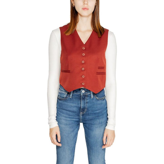 Vero Moda Red Polyester Vest Vero Moda Gray
