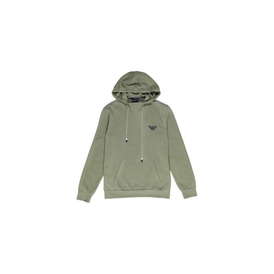 Emporio Armani Underwear green cotton sweater with logo, ideal for casual style and comfort, made from cotton-polyester blend.