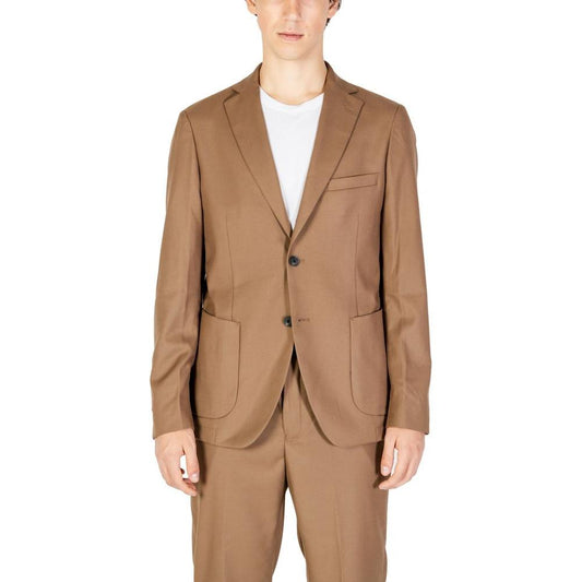 Hamaki-Ho Beige Polyester Blazer Hamaki-Ho Rosy Brown