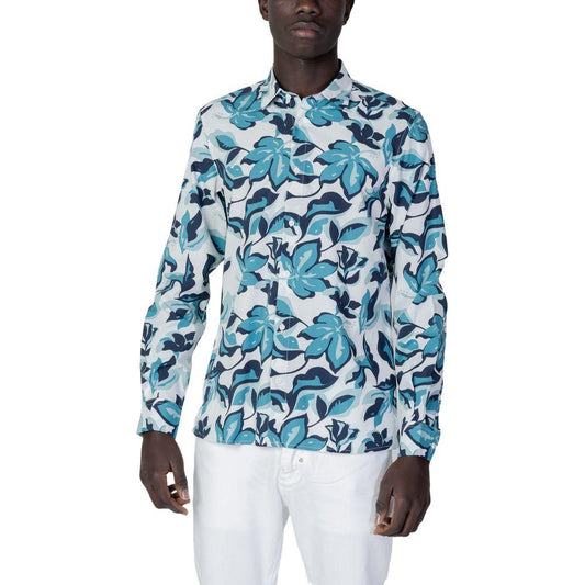 Antony Morato Blue Viscose Shirt Antony Morato Dark Slate Gray