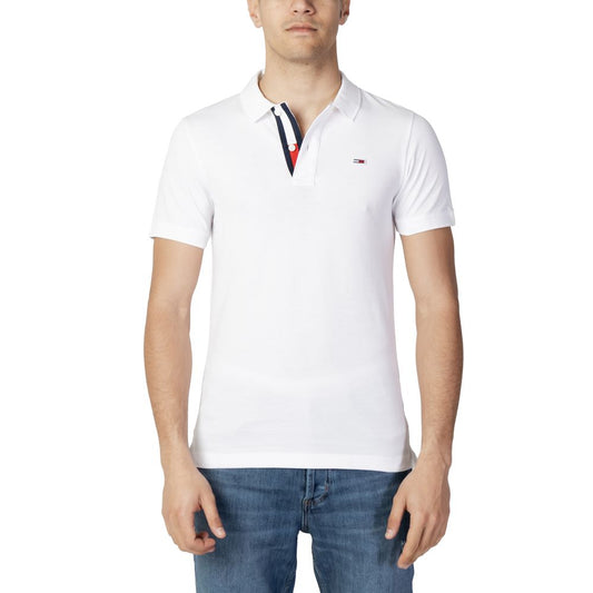 Tommy Hilfiger Jeans White Cotton Polo Shirt Tommy Hilfiger Jeans Light Gray