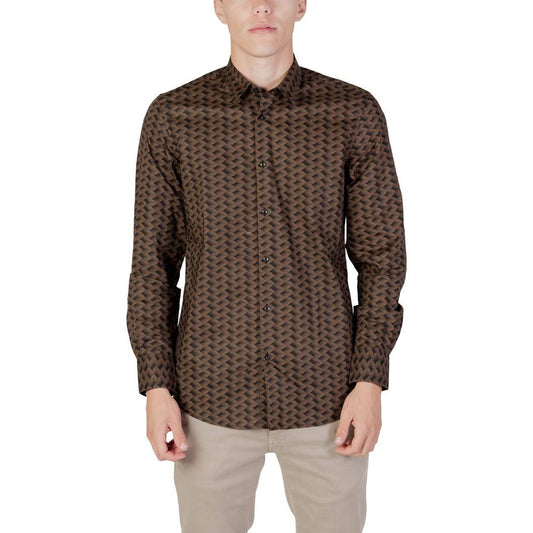 Antony Morato Brown Cotton Shirt Antony Morato Dark Olive Green