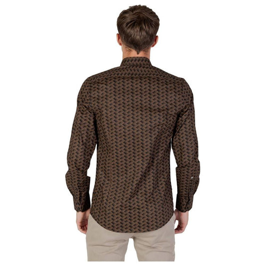 Antony Morato Brown Cotton Shirt Antony Morato Dark Slate Gray
