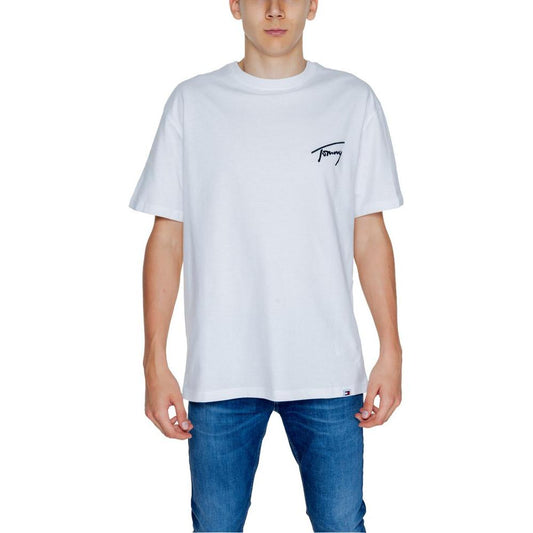 Tommy Hilfiger Jeans White Cotton T-Shirt Tommy Hilfiger Jeans Light Gray