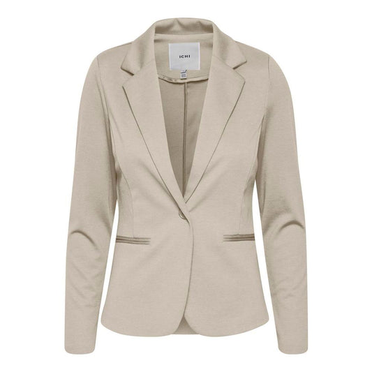 ICHI Beige Polyester Suits & Blazer ICHI Gray