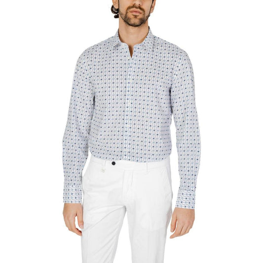 Antony Morato Blue Cotton Shirt Antony Morato Light Gray