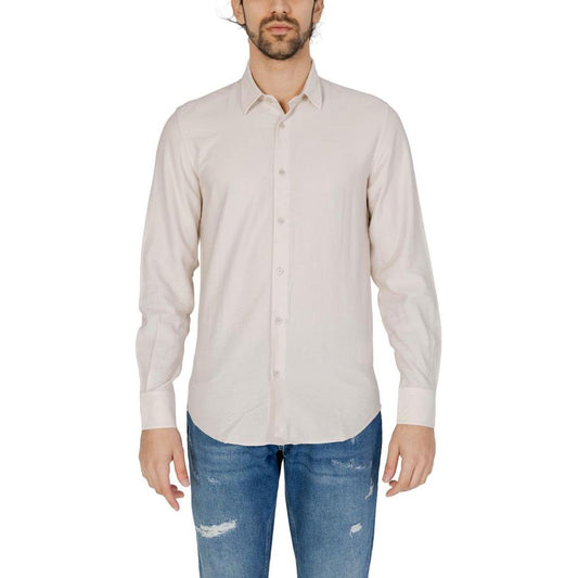 Antony Morato Beige Viscose Shirt Antony Morato Light Gray