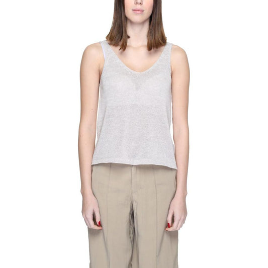 Jacqueline De Yong Beige Recycled Cotton Tops & T-Shirt Jacqueline De Yong Gray