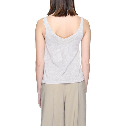Jacqueline De Yong Beige Recycled Cotton Tops & T-Shirt Jacqueline De Yong Light Gray