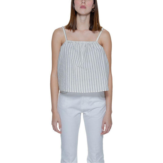 Vero Moda Beige Organic Cotton Tops & T-Shirt Vero Moda Gray