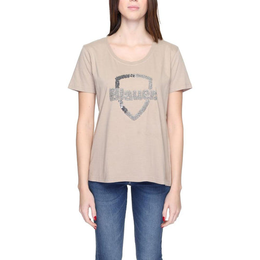 Blauer Beige Cotton Tops & T-Shirt Blauer Light Gray