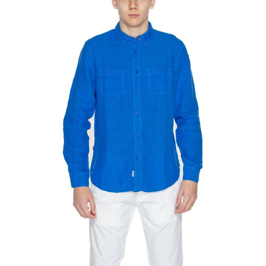 Blauer Blue Linen Shirt Blauer Dark Cyan