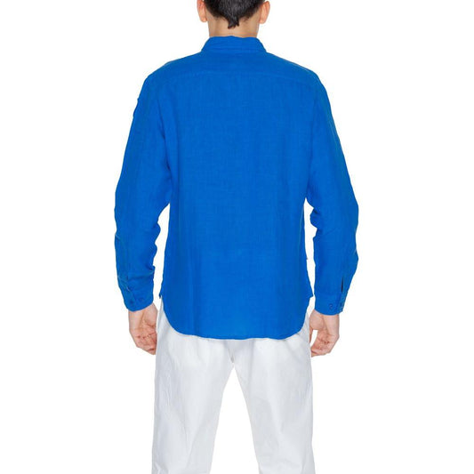 Blauer Blue Linen Shirt Blauer Dark Cyan