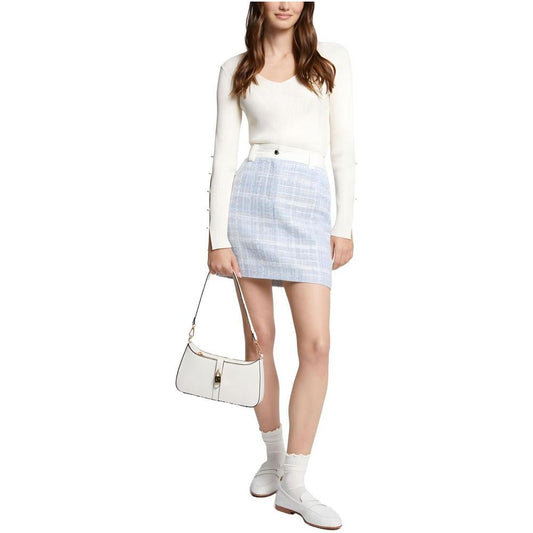 Morgan De Toi Blue Polyester Skirt Morgan De Toi Light Gray
