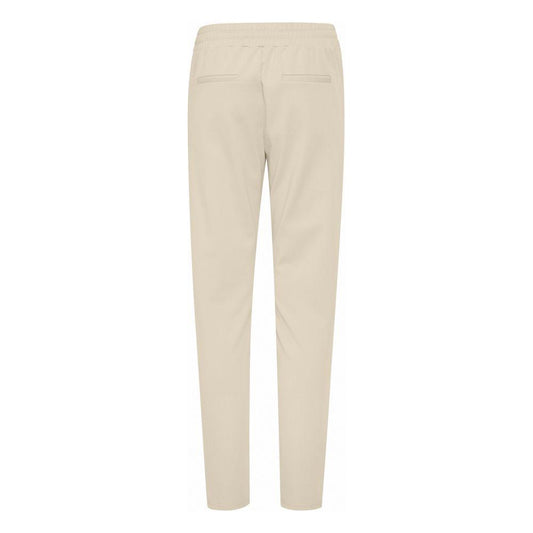 ICHI Beige Polyester Jeans & Pant ICHI Light Gray