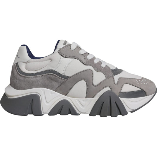 Versace Grey Leather Neoprene Chunky Low Top Squalo Sneakers Shoes Versace Light Slate Gray