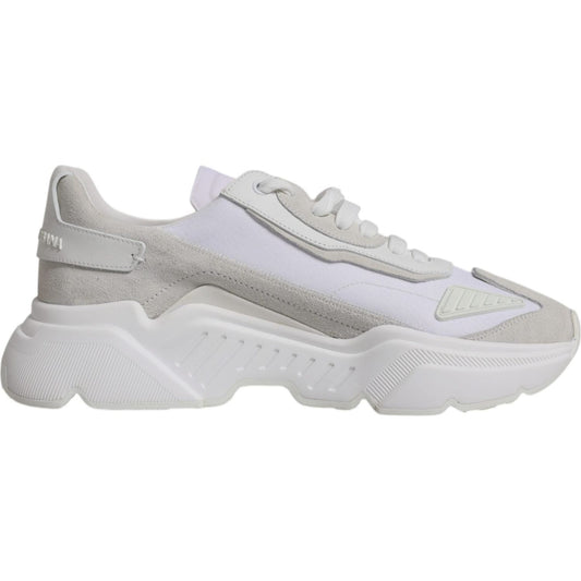 Dolce & Gabbana White Leather Daymaster Low Top Sneaker Shoes Dolce & Gabbana Gray