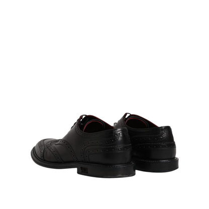 Dolce & Gabbana Black Leather Derby Wingtip Formal Shoes