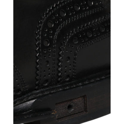 Dolce & Gabbana Black Leather Derby Wingtip Formal Shoes