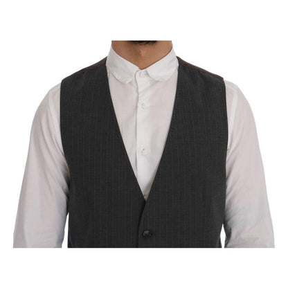 Dolce & Gabbana Gray STAFF Cotton Striped Vest