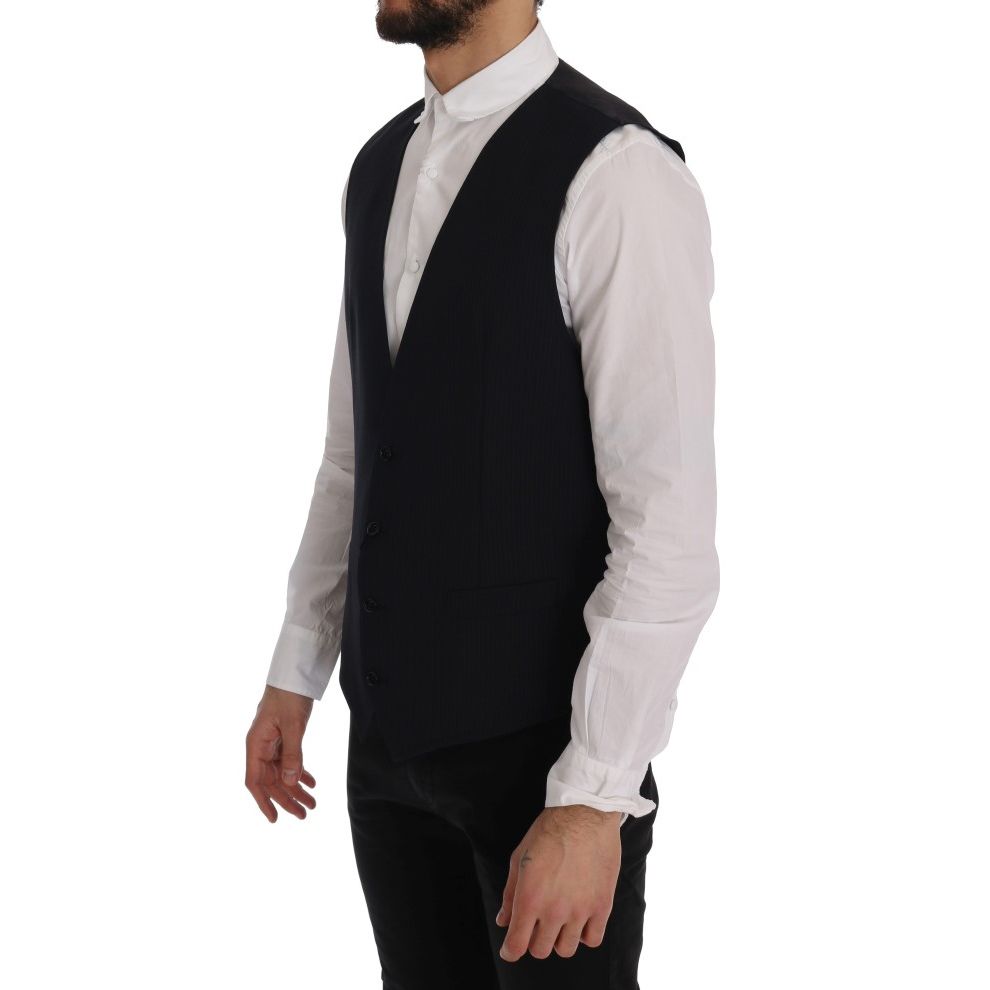 Dolce & Gabbana Black STAFF Wool Striped Vest