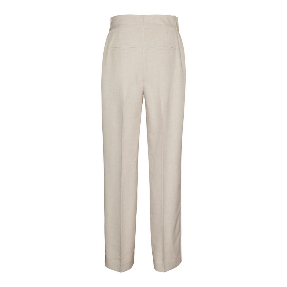 Vero Moda Gray Polyester Casual Pants with high waist and matching belt, rear view.