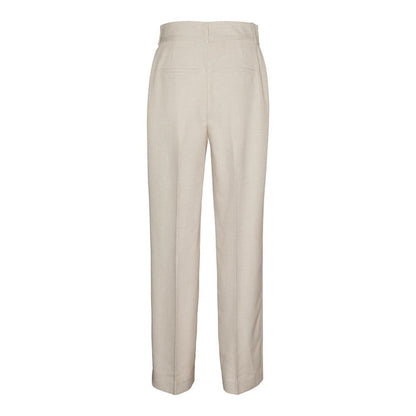 Vero Moda Gray Polyester Casual Pants with high waist and matching belt, rear view.