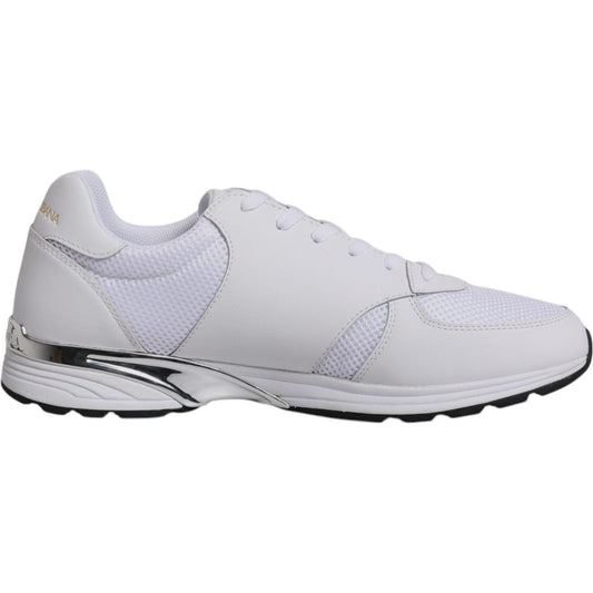 Dolce & Gabbana White Logo Leather Casual Men Sneakers Shoes Dolce & Gabbana Gray