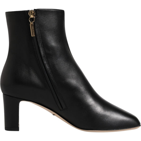 Dolce & Gabbana Black Jackie Leather Mid Calf Boots Shoes Dolce & Gabbana Black