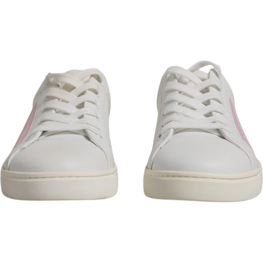 Dolce & Gabbana White Classic Calf Leather Sneakers Shoes Dolce & Gabbana Gray
