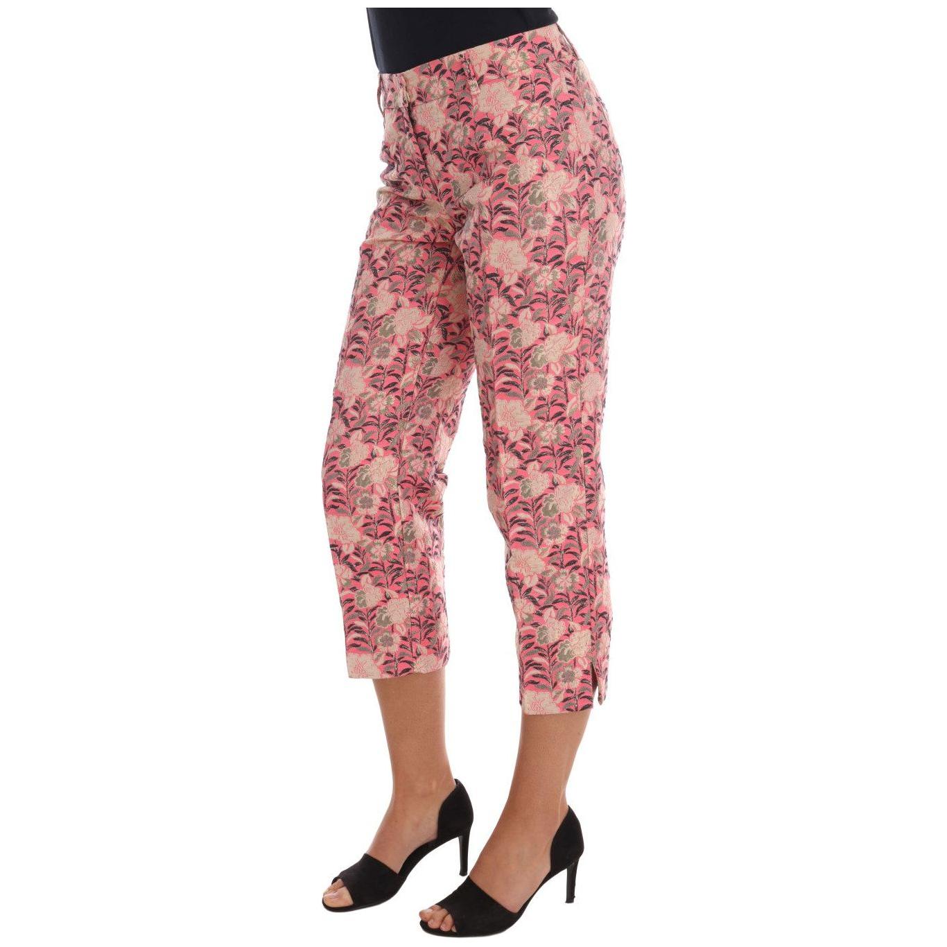 Dolce & Gabbana Pink Floral Brocade Capri Pants