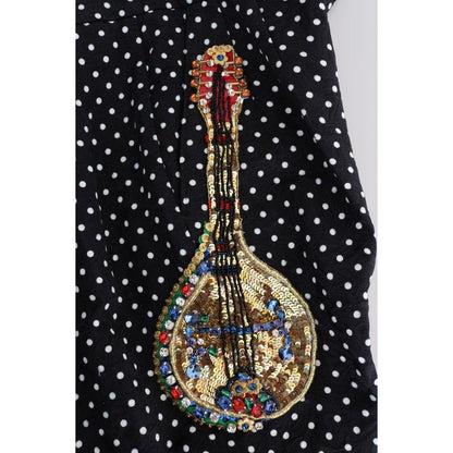 Dolce & Gabbana Black Polka Dot Sicily Crystal Pants