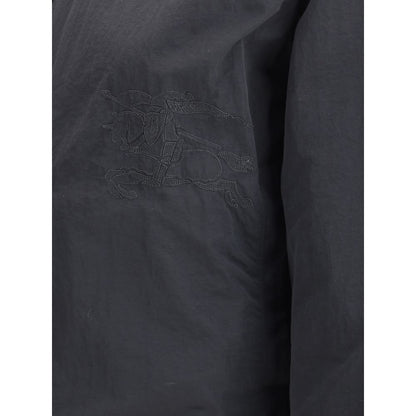 Burberry Brown Polyester Shell Jacket featuring subtle monochrome embroidery detail on fabric.