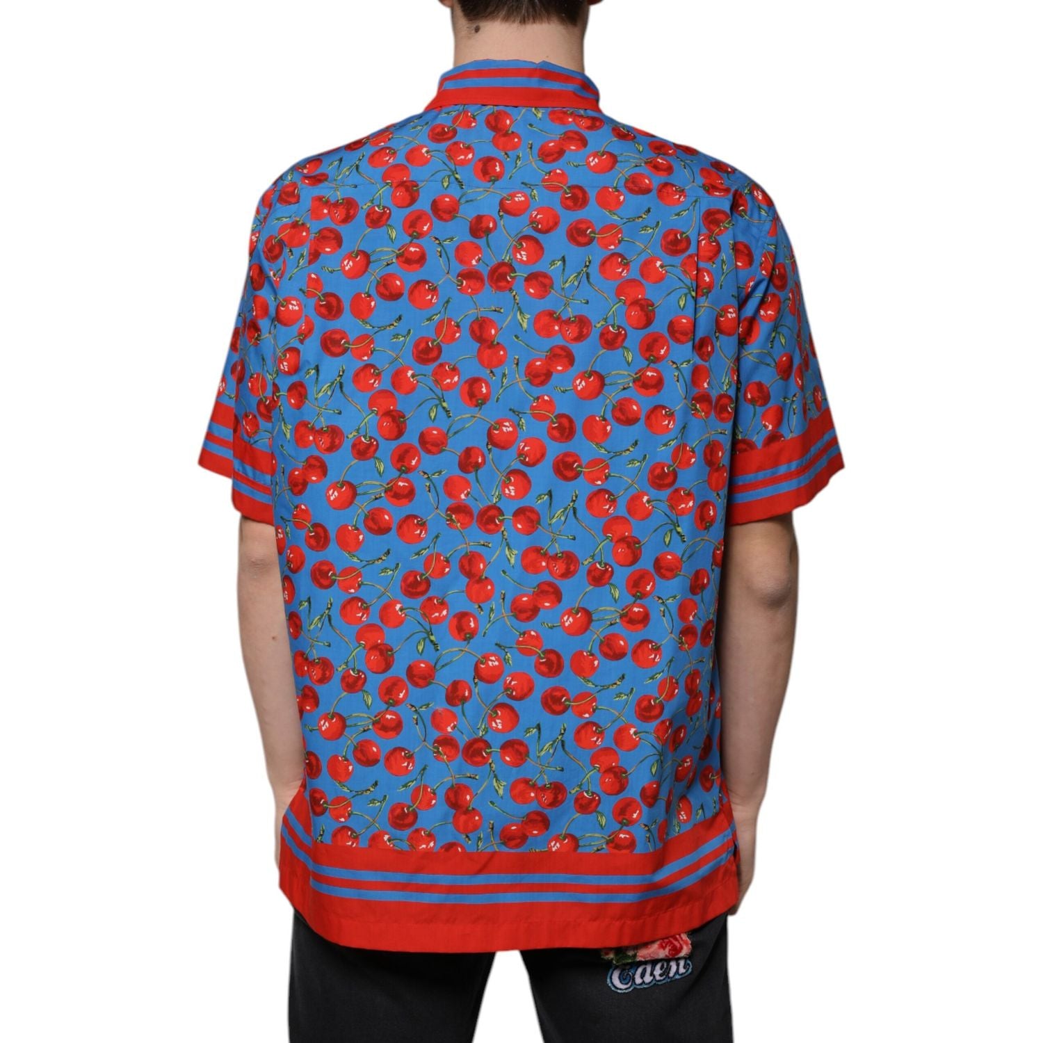 Dolce & Gabbana Blue Cherry Cotton Button Down Casual Shirt