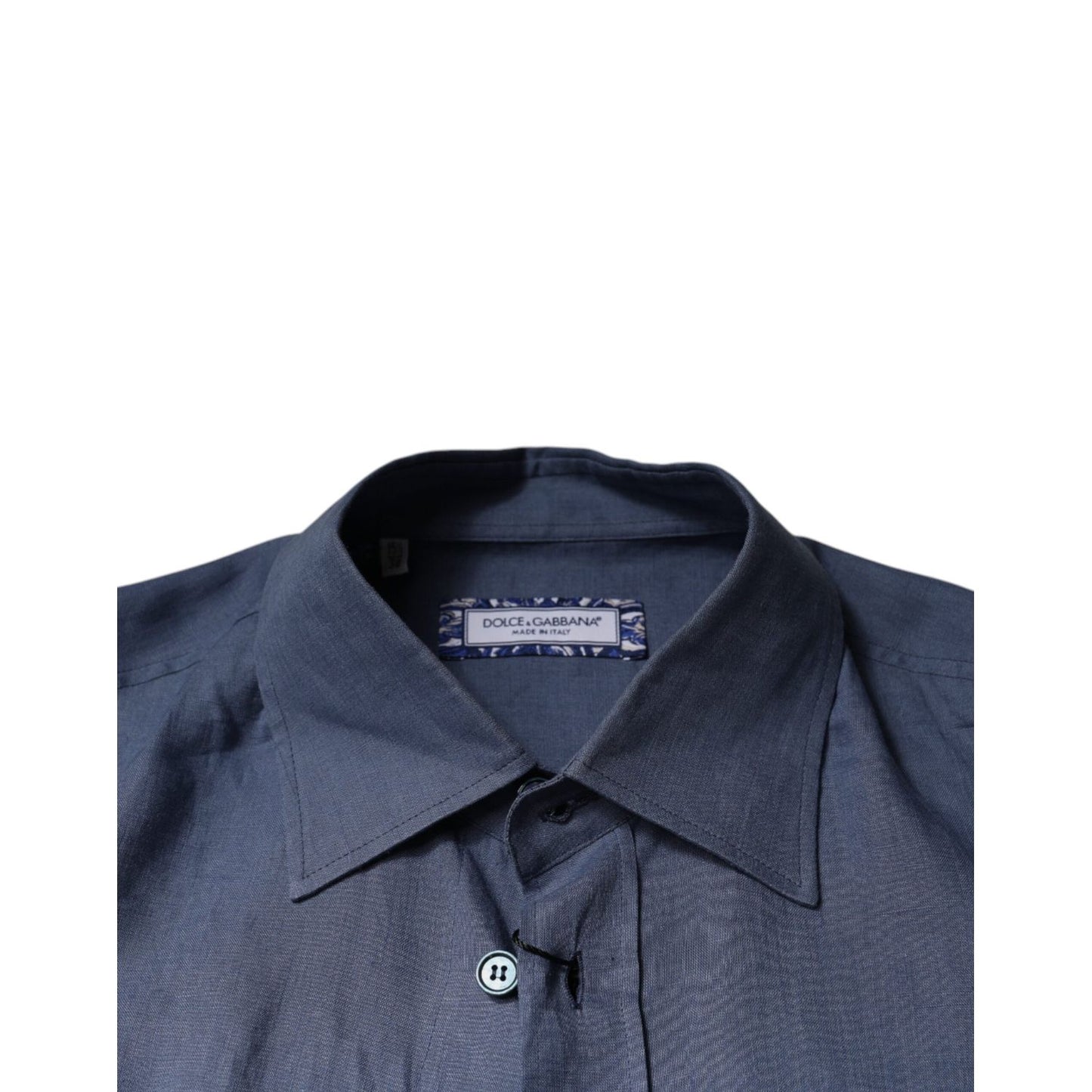 Dolce & Gabbana Blue Logo Long Sleeve Button Down Casual Shirt