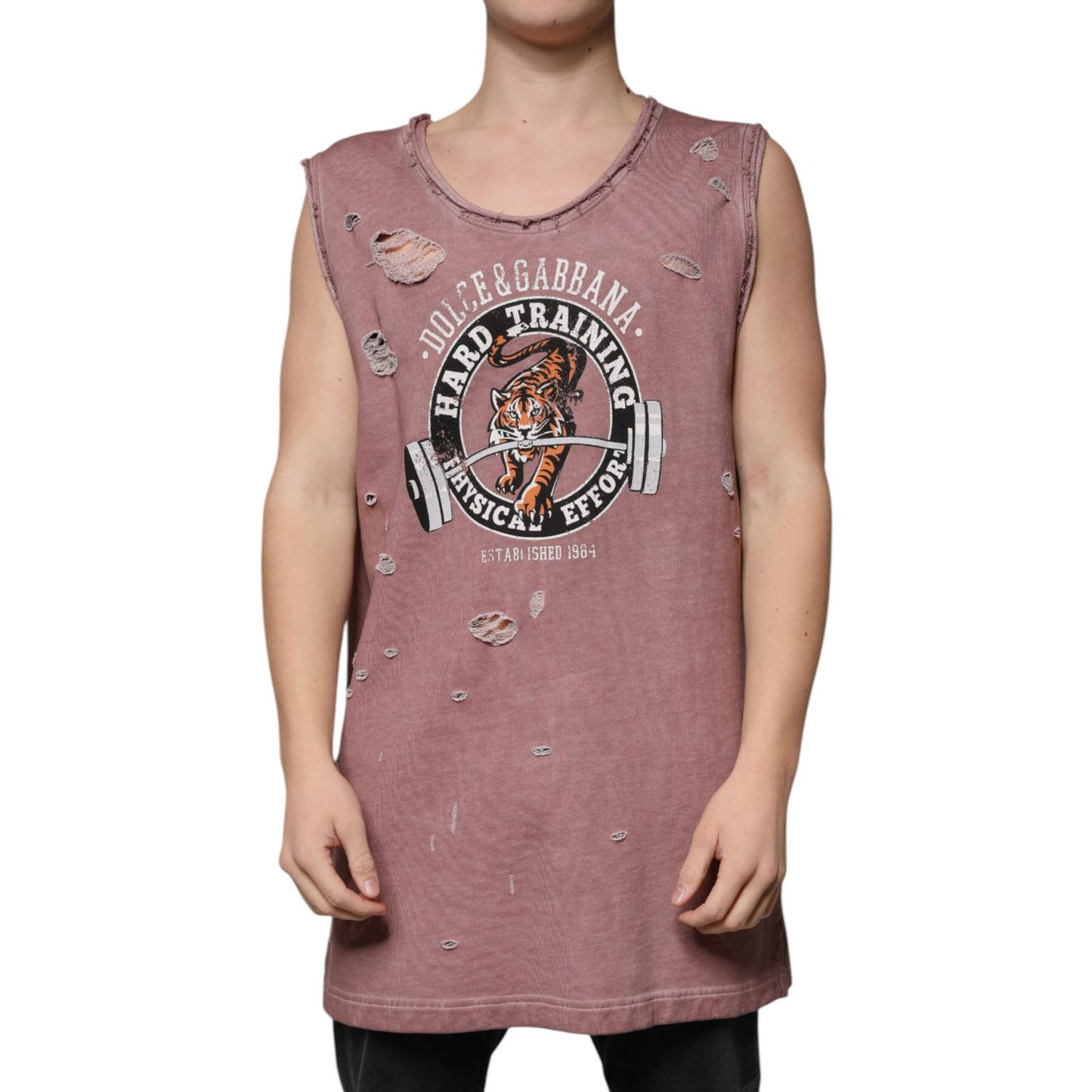Dolce & Gabbana Brown Cotton Round Neck Sleeveless T-shirt