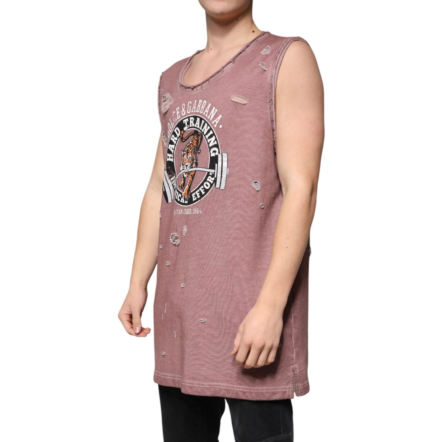 Dolce & Gabbana Brown Cotton Round Neck Sleeveless T-shirt