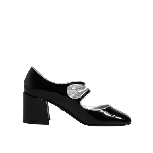 Dolce & Gabbana Black Patent Leather Crystal Mary Jane Pumps Shoes