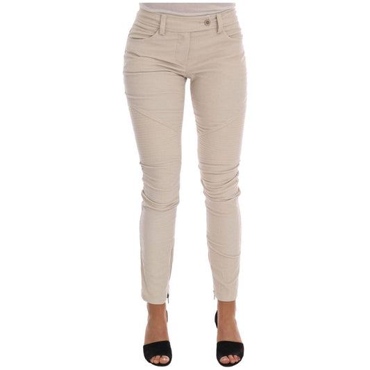 Ermanno Scervino Chic Beige Corduroy Skinny Slim Fit Pants Jeans & Pants Ermanno Scervino Gray